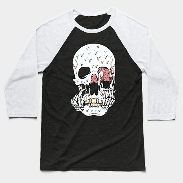 Broken skull Baseball T-Shirt by gggraphicdesignnn